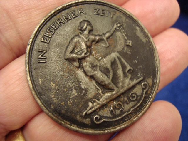 1916 WWI German IN EISERNER ZEIT - Gold For Iron Donation Medallion or Token 2