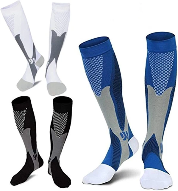 ZFiSt 3 Pair Medical Sport Compression Socks XX-Large, Black+blue+white