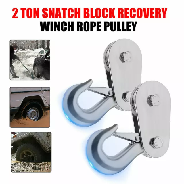 1PC Heavy Duty 4000lbs 2 Ton Snatch Block Recovery Winch Rope Pulley Steel Hoist