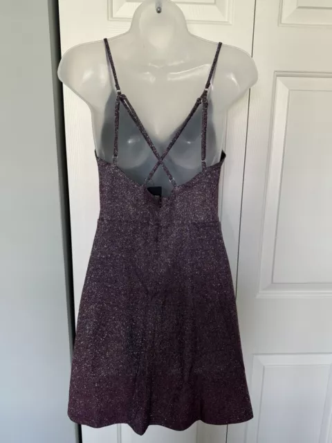 Lulus Adjustable Cross Back Glitter Purple Dress Size Large