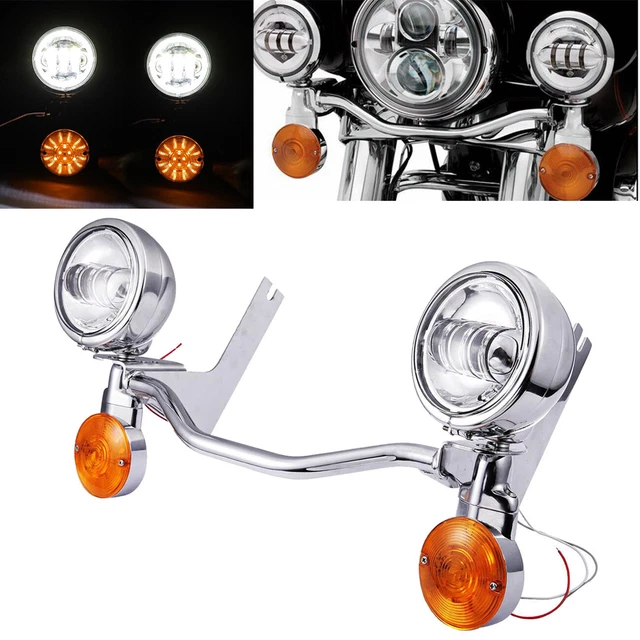 Passing Turn Signal Lamp Driving Fog Spot Lights Bar Kit For Harley Motorcycle