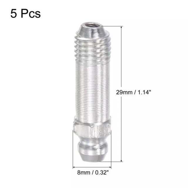 5Pcs Steel Straight Hydraulic Grease Fitting Accessories M8 x 1mm Thread 2