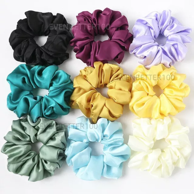 Extra Large oversized Scrunchies Hair Band  Satin Silk Fabric Elastic Bobble UK