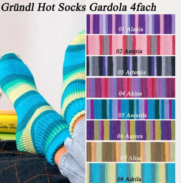 "Gründl Hot Socks Gardola" 100g Sockenwolle Strumpfwolle 4fach mit Farbverlauf