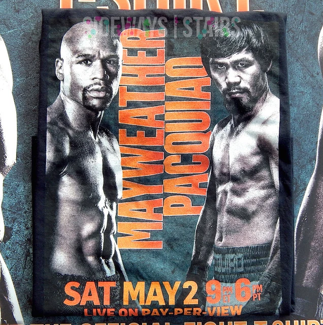 MAYWEATHER VS PACQUIAO PROMO T-SHIRT & POSTER XL 24X36 boxing memorabilia RARE 2