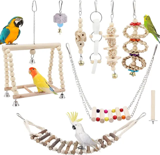 Papageienspielzeug, Spielzeug Für Nymphensittiche, Vögel, Kauen, Naturholz, Häng