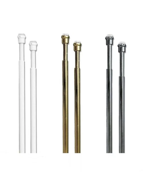 Bacchette Per Tende A Pressione In Alluminio Oro - Coppia Estensibile 40-50cm Per Finestre - Foto 6