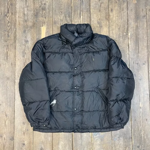 Ralph Lauren Polo Puffer Jacket Down Feather Ski Coat, Black, Mens XL