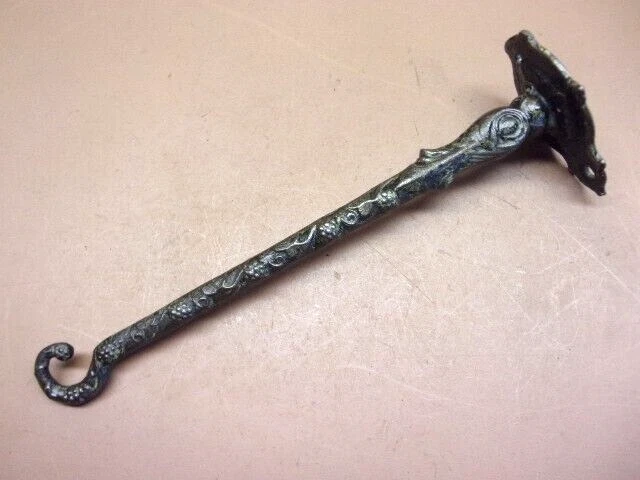 Antique Cast Iron Decorative 8" Wall Hook w/Grapes & Leaves Unique Pretty One!