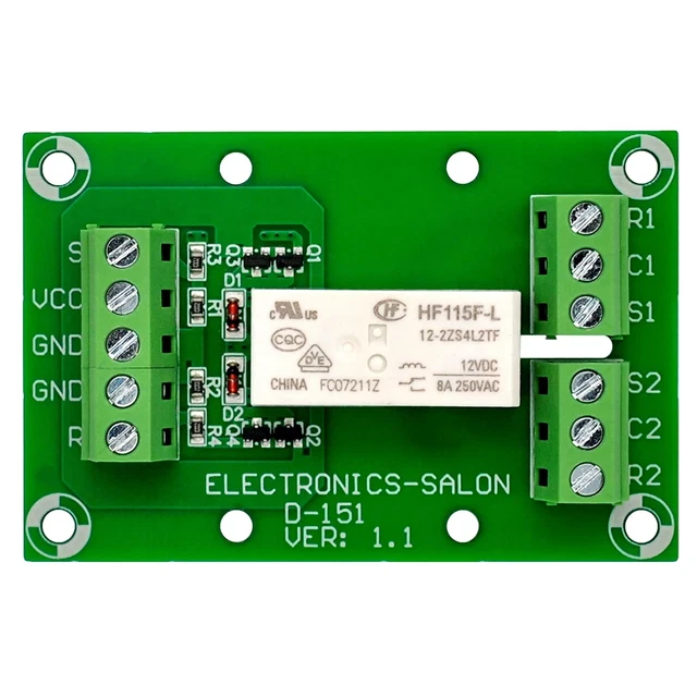ELECTRONICS-SALON Bistable/Latching DPDT 8 Amp Power Relay Module, DC12V Coil, R