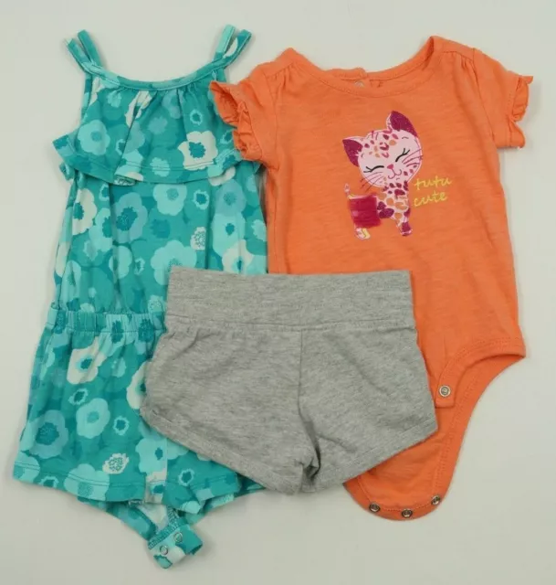 Baby Infant Girl Old Navy Carters 3 Pc Rompers Shorts Outfit Set Size 3 Months