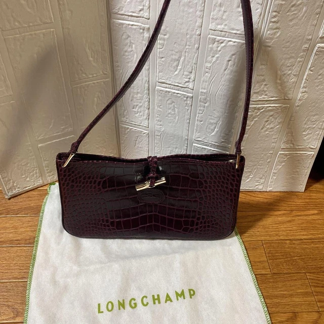 Longchamp ROSEAU Rozo Leather Shoulder bag Croc Embossed Bordeaux 2