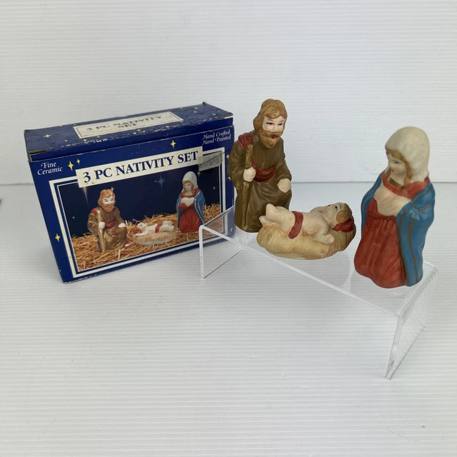 VINTAGE KITSCH CHRISTMAS Nativity 3pc Set Mary Joseph Baby Jesus $14.50 ...