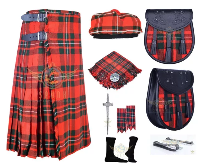 Men's SCOTTISH 8 Yard KILTS 13Oz Tartan 8 yard Kilt With Accessories