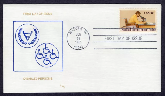 1981 Stamp #1925 Disabled Persons FDC LWJ