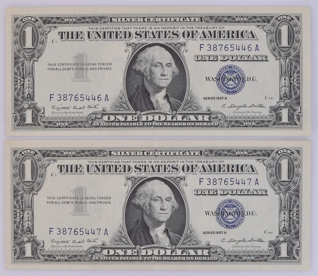 1957 A $1 Silver Certificate Consecutive Pair