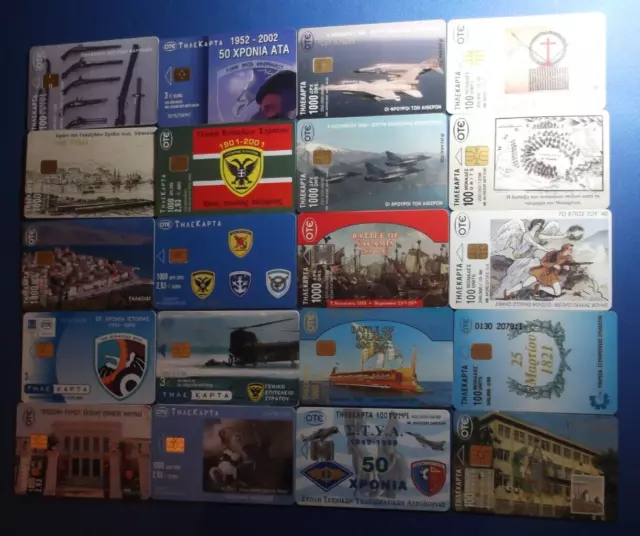 Greece Lot 20 Different Greek Phonecards With Theme: Military Army Air Force !!!