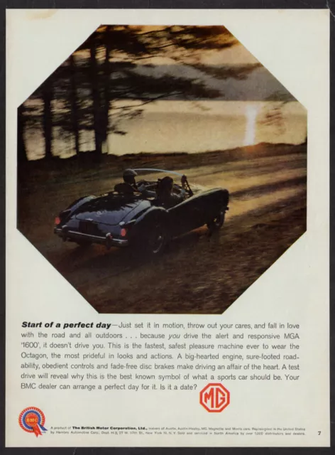 1960 MG MGA 1600 Vintage Original Print AD - Convertible sport car photo BMC