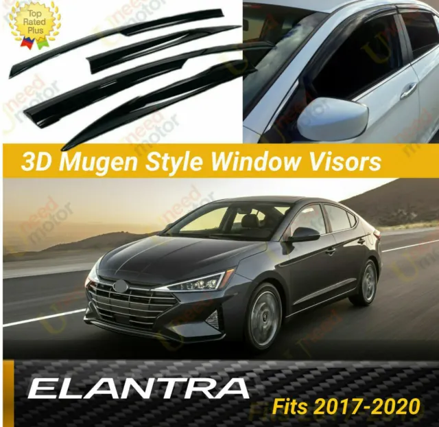 For Hyundai Elantra 2017-2020 3D Mugen Window Visors Rain Guards Vent Deflectors