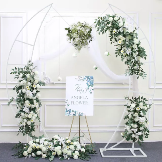 2Pcs Metal Half Moon Wedding Arch Frame Backdrop Stand Party Props Flower Rack