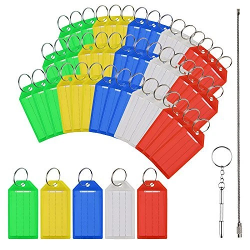 50x Schlüssel Schilder SetMEZOOM Kunststoff Schlüsselanhänger ID Label Tags z...