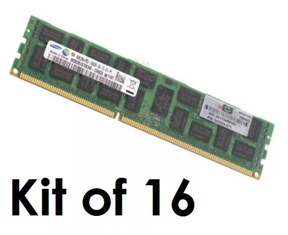 16x HP 8GB 500205-071 595097-001 500662-B21 KTH-PL313 8 ECC RAM PC3-10600R 128GB