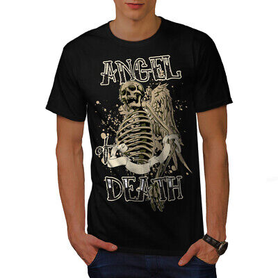 Wellcoda Angel Death Gothic Skull Mens T-shirt, Hell Graphic Design Printed Tee