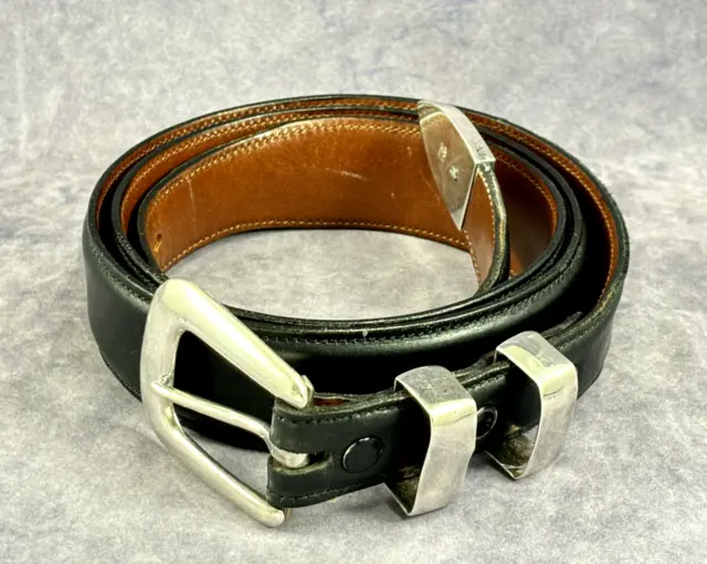 Sterling Silver Ranger Belt Buckle by Vogt - 4 Pieces - 48" Black Leather Belt