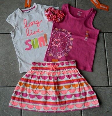 Outfit Gymboree,Bright and Beachy,NWT,tops,skort,hairtie,4 pc.set,sz.5,6,7,8 yrs