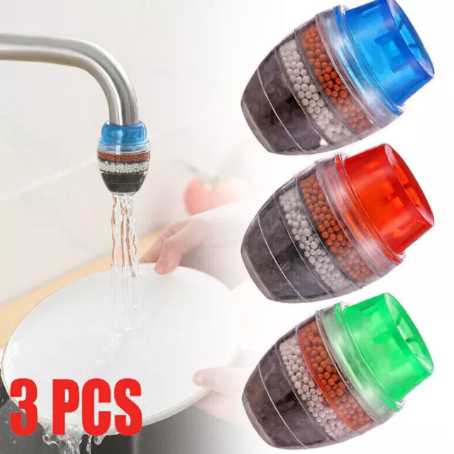 3x Carbon Clean Filter Tap Water Purifier Home Coconut Cartridge Faucet Kitchen