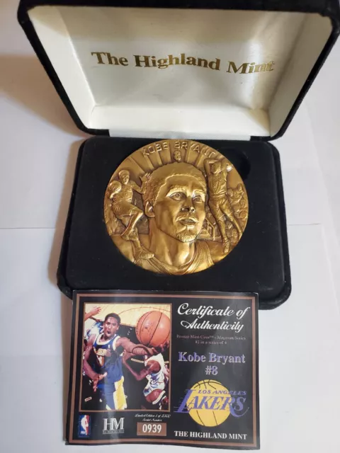 Kobe Bryant Lakers Jersey Number Retirement 12x15 Custom Framed Highland  Mint Banner & Bronze Coin Display