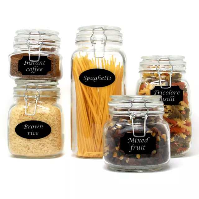 Glass Storage Jars Clip Top Airtight Vintage Kitchen Containers - Set of 5 | M&W