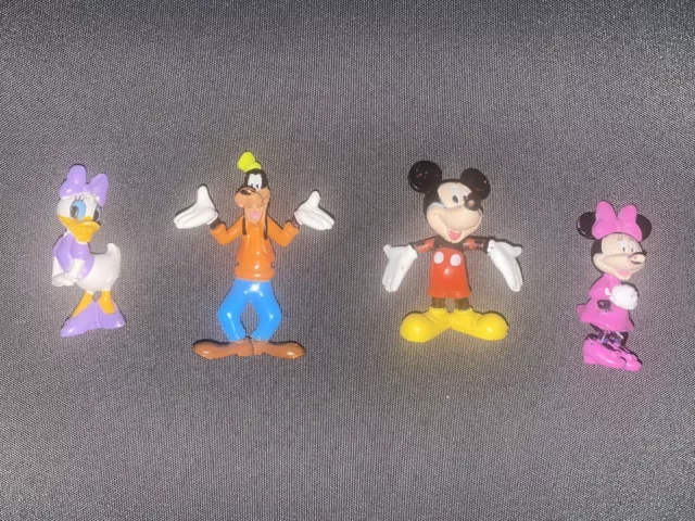 Four Mini Disney Figures - Mickey Mouse - Minnie Mouse - Daisy Duck - Goofy