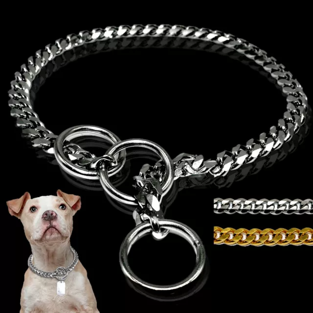 Collar Cadena Para Perros Mediano Grande Acero Inoxidable Adiestramiento Dorada