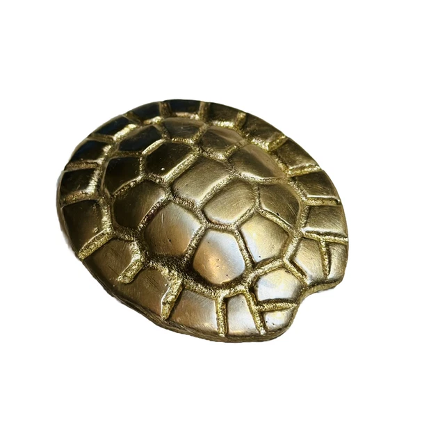 Small Brass Turtle Shell Paperweight Figurine