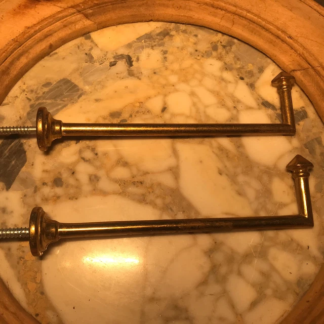 Vintage PAIR French Gold Brass Drapery Curtain Tiebacks Holdback Art Deco 6” 11