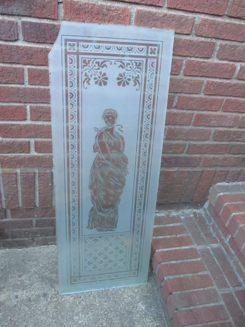 Antique Etched Glass Window Grecian Maiden Decorative Border