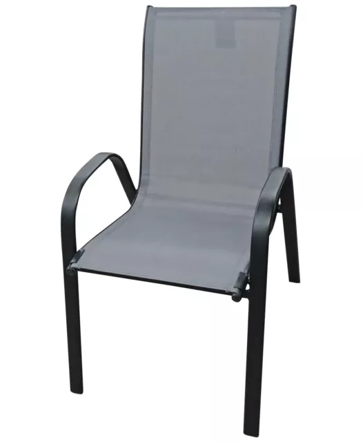 4 Stacking Chairs Outdoor Garden Patio Black Furniture