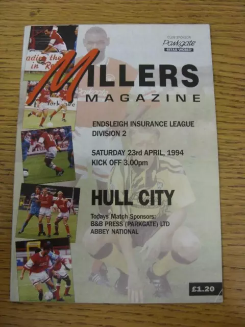 23/04/1994 Rotherham United v Hull City  (No Obvious Faults)