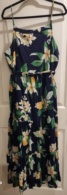 Old Navy Womens Maxi Long Dress Navy Floral Size X L