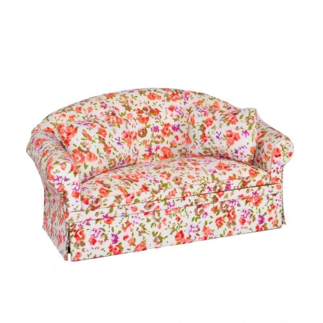 Maison de Poupées Floral Canapé Pays Cottage Chintz Miniature Meuble de Salon