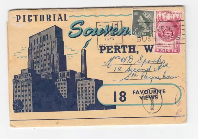Perth foldout Pictorial Souvenir POSTCARD by Murray Views Postally Used 1955