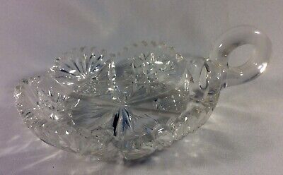 Vintage American Brilliant Period ABP Cut Glass Nappy Candy NUT Dish with Handle