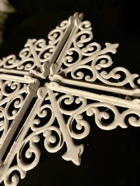 Set of 4 Antique-Vintage-White Ornate Cast Iron Shelf Brackets Wall Corbel brace