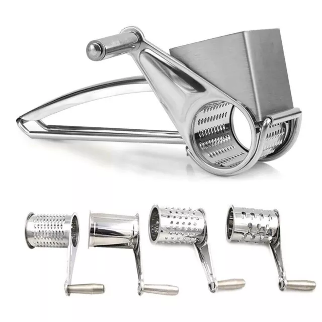 4 Set Hand Rotary Cheese Grater Slicer Stainless Steel Multifunction Cut Held