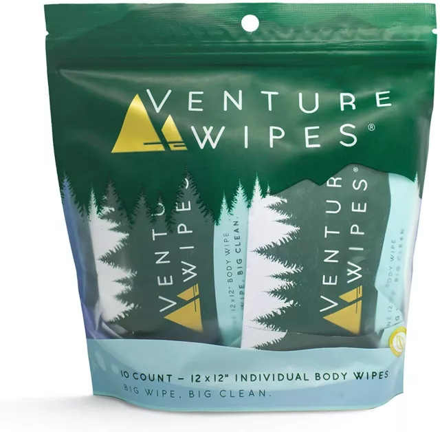 Venture Wipes Large (10) 12x12 Inch, Biodegradable, Individually Wrapped Wipes