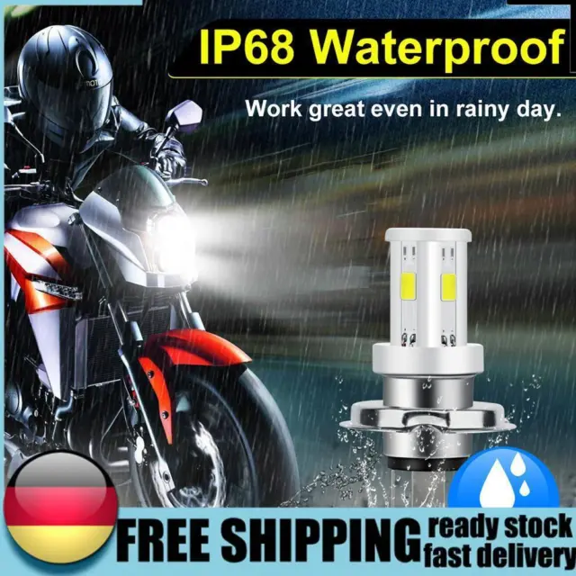 H4 Ceramic LED Motorcycle Headlight Bulb 6500K 1080LM Hi/Lo Beam COB Motorbike D