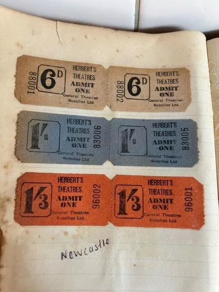 Herberts  Theatres Newcastle NSW 1930s/40s unused theatre tickets - RARE (6)