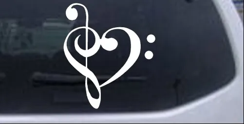 Treble Bass Clef Heart Love Music Notes Car Truck Window Decal Sticker 8X7.0