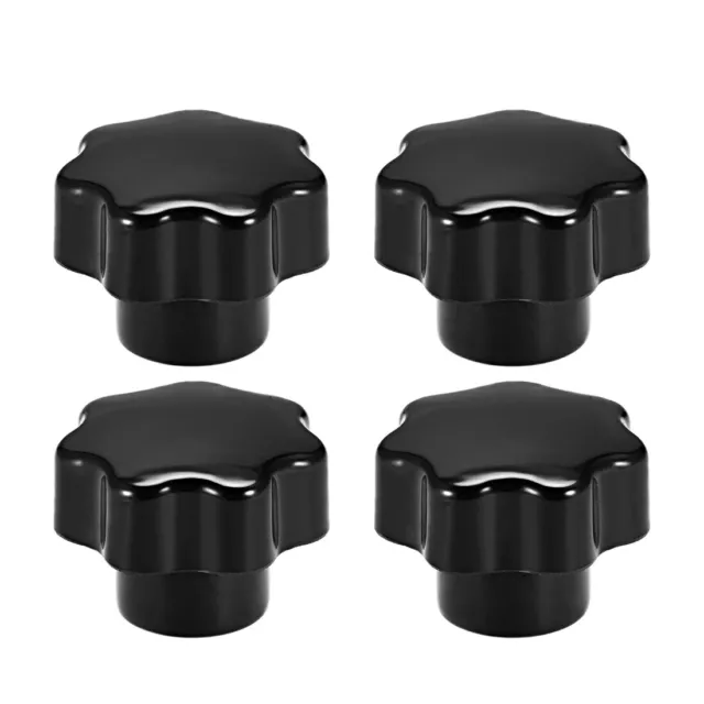 4 Pcs Star Knob Grip Handle M8 Diameter Brass Insert Female Thread Black